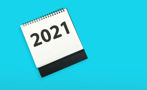 Ano Novo 2021 Conceito Flat Lay Calendário Desktop Isolado Fundo — Fotografia de Stock
