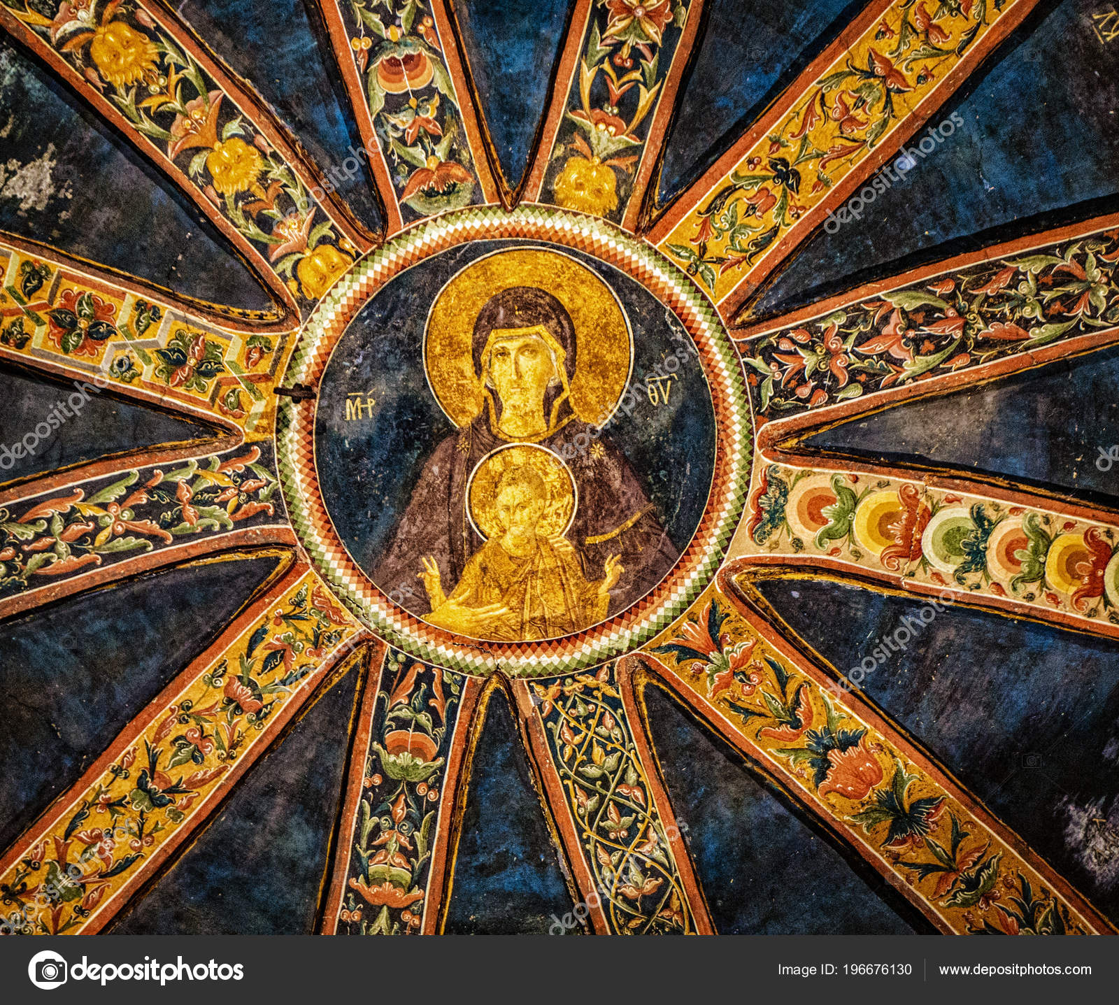 Gold Leaf Mural Ceiling Chora Catholic Church Being Restored