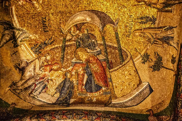 Mural Folha Ouro Teto Igreja Católica Chora Está Sendo Restaurado — Fotografia de Stock