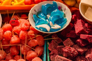 Corpus Christi şenlikte Cuenca Ekvator üzerinde 19 Haziran 2014 geleneksel tatlılar