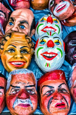 Cuenca, Ekvator - 6 Ocak 2015: Maskeleri kutlama için hazırlık Satılık