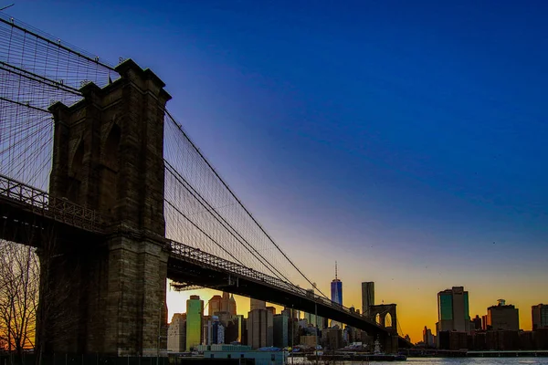 Бруклін Нью Йорку Березня 2018 Бруклінський Міст Видно Дамбо Парк — стокове фото