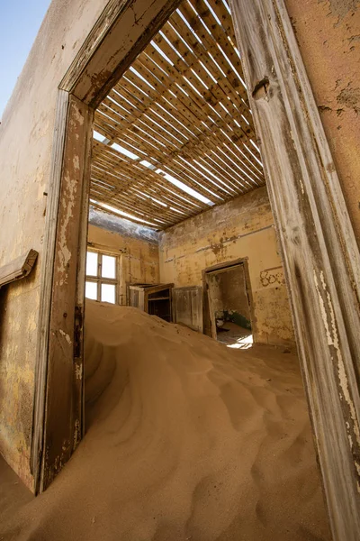 Sand Has Invaded Taken Rooms Kolmanskoppe Namibia — Stock Photo, Image