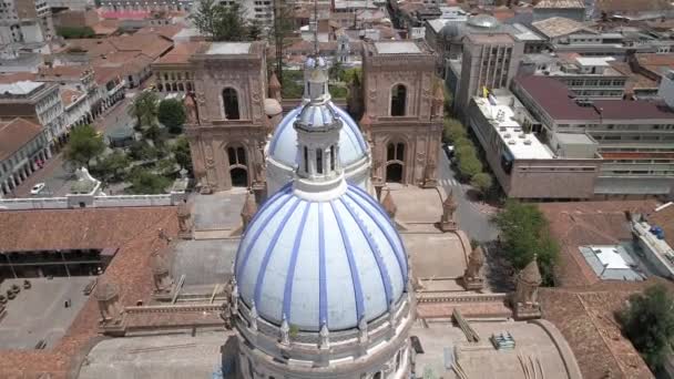 Cuenca Ekwador Paź 2017 Drone Leci Nad Słynne Kopuły Nowej — Wideo stockowe