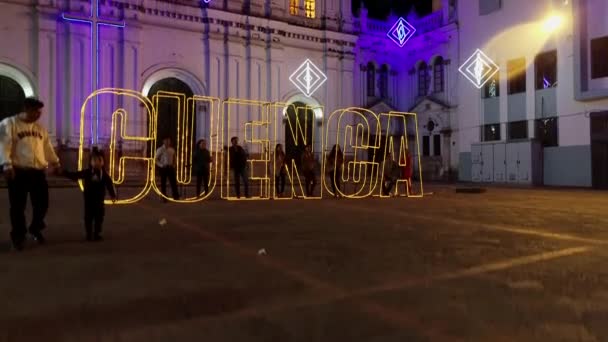 Cuenca Ecuador December 2018 Drone Stiger Visar Cuenca Kontur Med — Stockvideo