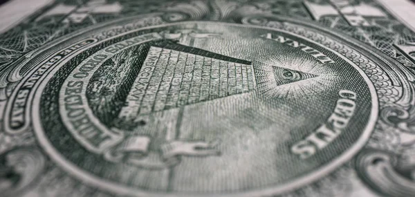 Око Pyrimid Задній Частині Сполучених Штатів Доларову Купюру — стокове фото