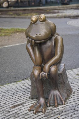 Boston, Massachusetts - kurbağa bakan iribaş Bahçesi 25 Ekim 2018 - bronz.