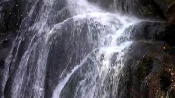 Vatten Cascading på stenar i vattenfall — Stockvideo