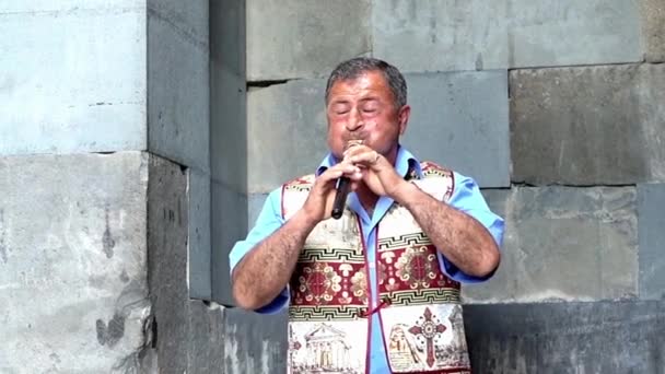 Yerevan, Armenia  -  20170614  -  Man Plays Traditional Duduk Wind Instrument. — Stock Video