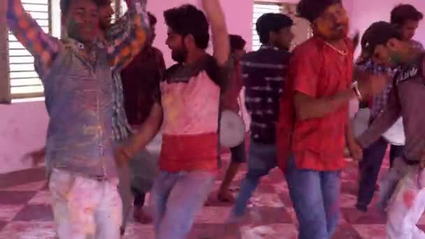 Barsana, India - 201802242 -  Holi Festival  -  Chaos  -  Jumping Around Disguised As Dancing. — Stock Video