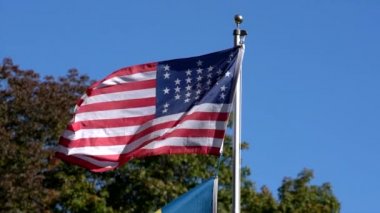 Amerikan İç Savaşı bayrak sinekli rüzgar sol Motion - yavaş