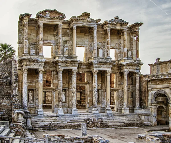 Ephesus Törökország Könyvtárának Ősi Romjai — Stock Fotó