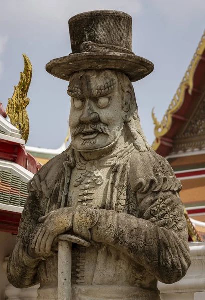 Chinese Warrior Statue At the Wat Pho Temple in Bangkok, Thailand