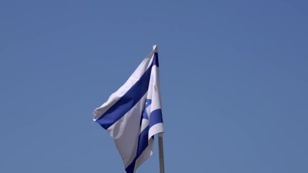 Israël vlag vliegen in Breeze — Stockvideo