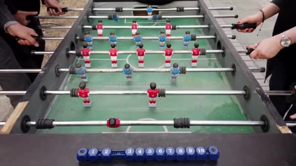 Tehran, Iran - 2019-04-03 - Street Fair Entertainment 19 - Foosball 5 - Closeup 2 — Stock Video