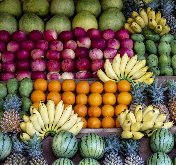 Watermelon, Banana, Orange, Pineapple and Other Fruit on Stand