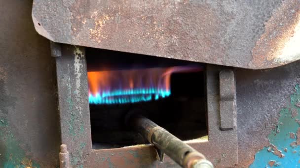 Almendra tostado horno fuego de cerca — Vídeo de stock