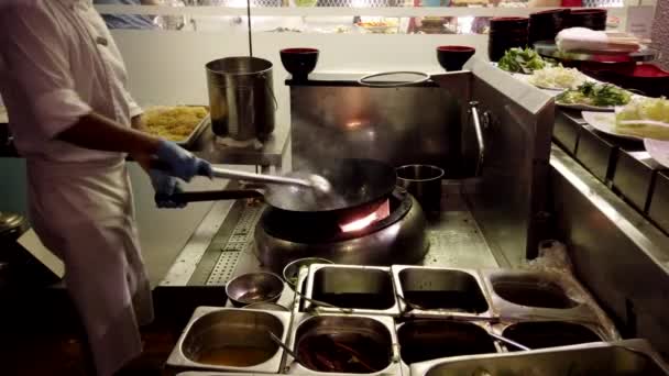 Haberna, Sri Lanka- 2019-03-22 - Chef Prepares Stir Fry Flambe — Stock Video