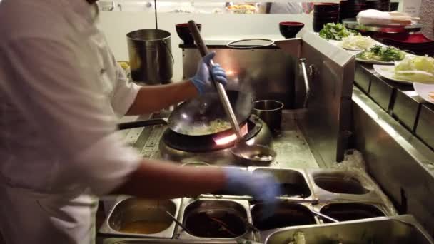 哈伯纳， 斯里兰卡 - 2019-03-22 - 厨师添加配料为搅拌炸 — 图库视频影像
