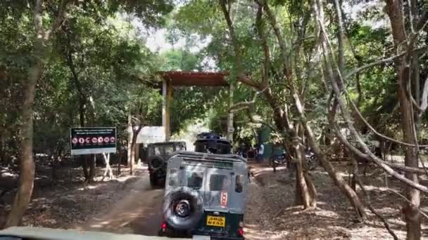 Minneriya Ulusal Parkı, Sri Lanka - 2019-03-23 - Jeeps Line kadar Park girin — Stok video