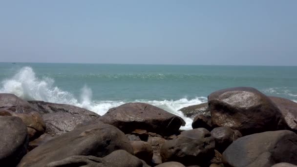 Waves Crash Against Outcropping of Rocks 2 — Stock Video