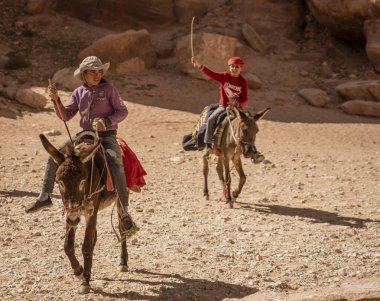 Petra, Ürdün-2019-04-21-Donkeys Petra Jordan ortak taşıma hayvanları mı