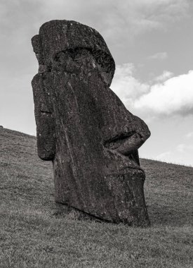 Rano Raraku taş ocağındaki Paskalya Adası 'ndaki Moai Heykelleri