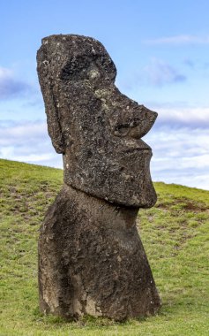 Rano Raraku taş ocağındaki Paskalya Adası 'ndaki Moai Heykelleri
