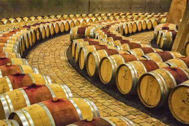 Mendoza, Arjantin - Mar 2015 Bodega Catena Zapata için yıllanmış yeraltı şarabı