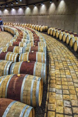 Mendoza, Arjantin - Mar 2015 Bodega Catena Zapata için yıllanmış yeraltı şarabı