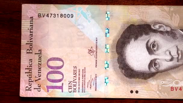 Währungsscanner oben venezuela 100 front — Stockvideo