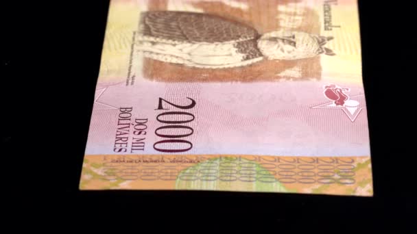Numérisation de devises Faible profondeur de champ Venezuela 2000 retour — Video