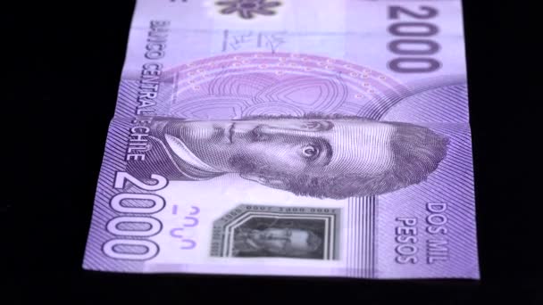 货币扫描低深度领域智利2000前 — 图库视频影像