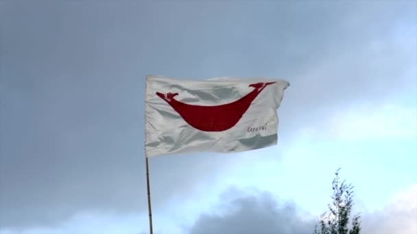 Rapi nui einheimische Osterinsel Flagge wehen im Zeitraffer — Stockvideo