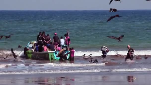 Puerto Lopez, CE - 20160819 - Descarregamento de barcos de pesca Lopez 2. — Vídeo de Stock