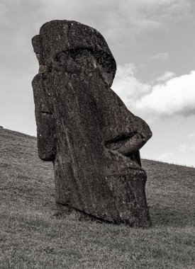 Rano Raraku taş ocağındaki Paskalya Adası 'ndaki Moai Heykelleri