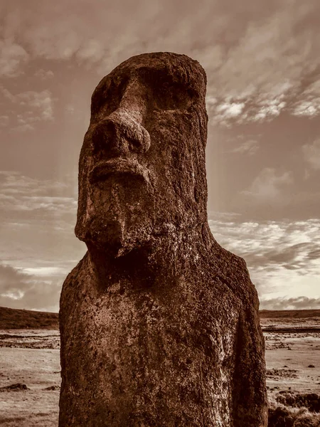 Estatuas de Moai en la Isla de Pascua en la cantera Rano Raraku —  Fotos de Stock