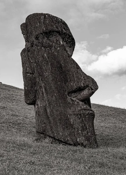 Moai sochy na Velikonočním ostrově v lomu Rano Raraku — Stock fotografie