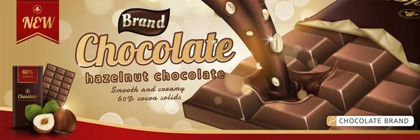 Gazelnut Premium Σοκολάτα Μπαρ Σάλτσα Ρίχνει Κάτω Από Την Κορυφή — Διανυσματικό Αρχείο