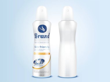 Deodorant sprey şişe mockup tasarım kullanımlar için 3d resimde ayarla