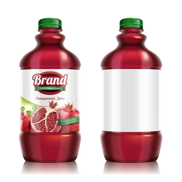 石榴瓶装果汁包装设计集3D — 图库矢量图片