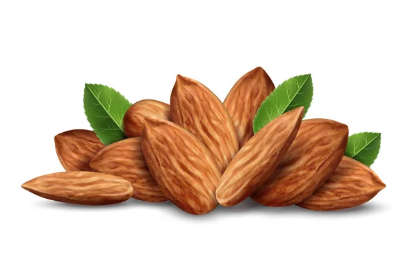 Heap Amendoim Com Folhas Isoladas Sobre Fundo Branco Ilustração —  Vetores de Stock