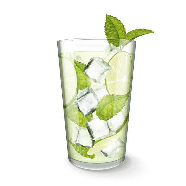Mojito Drinken Glas Cup Witte Achtergrond Illustratie — Stockvector