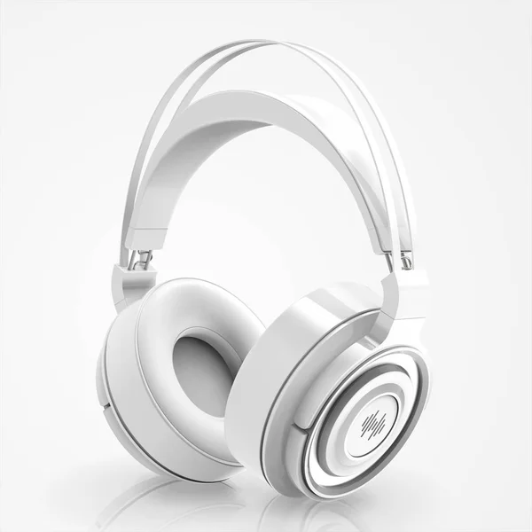 Auriculares Blancos Premium Maqueta Aislada Sobre Fondo Blanco Ilustración — Vector de stock