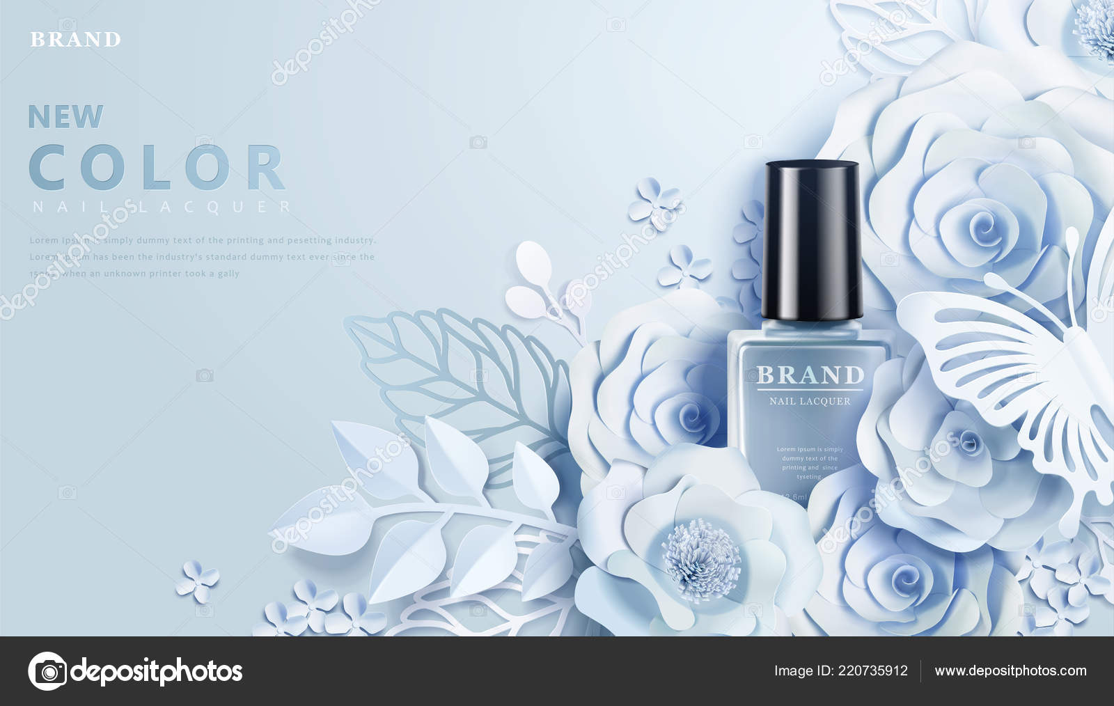 Light Blue Nail Lacquer Ads Flowers Paper Art Decors Illustration Stock Vector Image By C Hstrongart