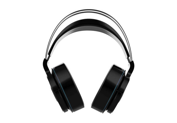 Black headphone mockup in 3d rendering on white background