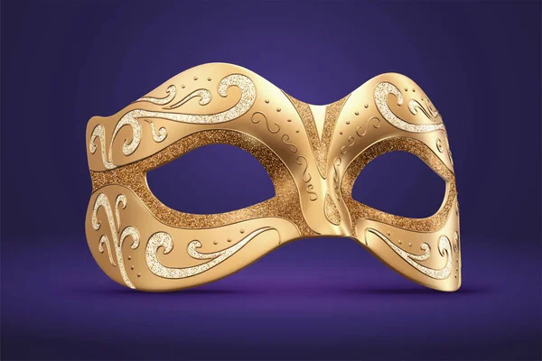 Masque Carnaval Venise Avec Particule Dorée Illustration — Image vectorielle
