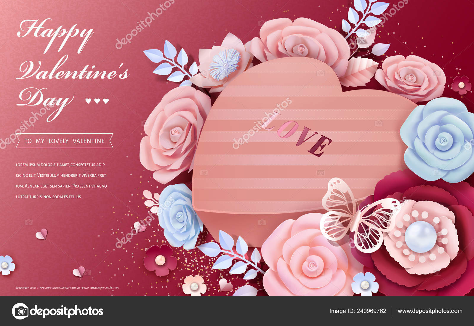 Happy Valentine Day Heart Shaped Gift Box Paper Flowers