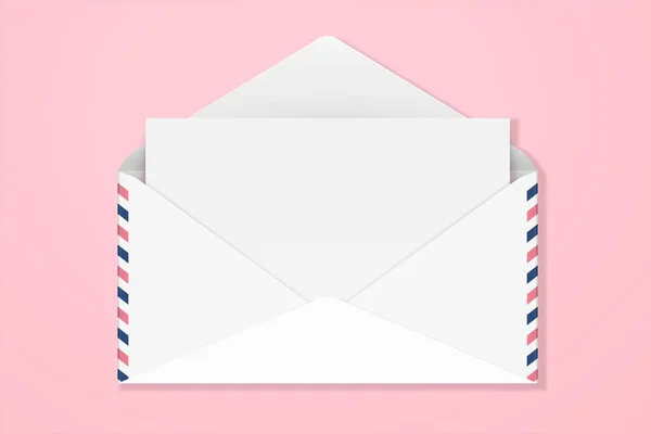 Mail Och Kuvert Med Tom Kopia Utrymme Rosa Bakgrund — Stock vektor