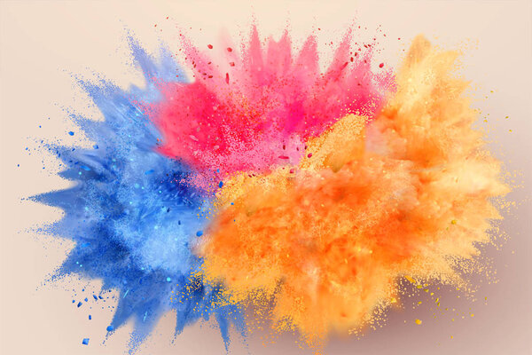 Colorful powder exploded in the air, 3d illustration